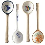 4 Porcelain Soup Spoons with Long Handles, Featuring Hand-Painted Designs Inspired by Japanese and Asian Styles | Round Shape Ideal for Enjoying Ramen, pho, Miso, Rice, and Other soups