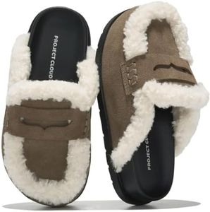 Project Cloud 100% Genuine Leather Girls Clogs - Fuzzy Clogs for Girls