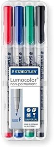 Staedtler Lumocolor Non-Permanent Fine Line Width Markers Set Of 4 Pens, Multicolour Ink