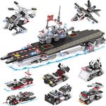 1630 PCS Aircraft Carrier Building Blocks Set, Exercise N Play Military Battleship Model Building Toy W/Army Car, Airplane, Warship, Helicopter & Boat, STEM Building Toys for Boys Girls Age 6+