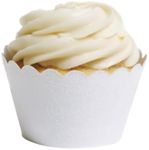 Dress My Cupcake Standard Reusable Glitter Cupcake Wrappers, Set of 50 (White)