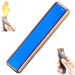 Windproof USB Arc Lighter, USB Rechargeable Lighter, USB Arc Lighter Rechargeable, Slim Profile Coil Lighter, Electric Lighters Dual Arc Lighter Plasma Flameless (Blue)