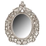 NM Aluminium Frame Peacock Wall Mirror 47X37 Cm Silver Finish