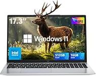 2025 Newest Laptop Computer, 17.3 Inch Laptop with N97 Processor(Up to 3.6GHz), HD Display, Notebook Computer 16GB RAM 512GB SSD Work Laptop Windows 11 Laptop, HDMI, WiFi, Bluetooth, Type-C, Webcam