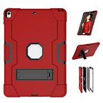 Jaorty Case for iPad Air 3 (3rd Generation) 10.5" 2019,for iPad Pro 10.5" 2017 Case,3 in 1 Hybrid [Soft&Hard] Heavy Duty Rugged Kickstand Shockproof Anti-Scratch Protective Cases,Red/Black