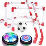 Hover Soccer Ball Toy Set, Hover Hockey Set for Kids, Air Floating Soccer Toys Hockey Ball with Led Light, Indoor Outdoor Sports Toys & Games, Christmas Birthday Gifts for 3 4 5 6 7 8+ Years Boy Girl