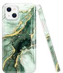 luolnh Gold Glitter Sparkle Case Compatible with iPhone 14 Case Marble Design Shockproof Slim Soft Silicone TPU Bumper Cover Phone Case for iPhone 14 6.1 Inch 2022(Green)