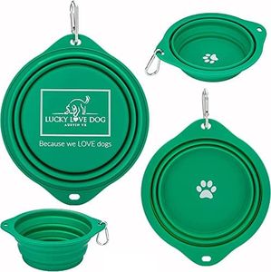 Lucky Love Dog Travel Dog Bowl, Collapsible Compact Water Dog Dish (Grass)