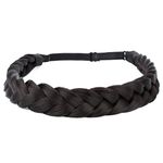 Gledola 2 Strands Fishtail Plaited Braids Headband Braided Synthetic Hair Elastic Stretch, Hair Accessory for Bride, Women, Teens, Girls, Wedding (Chocolate)