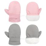 Toddler Gloves Waterproof Toddler Mittens Toddler Snow Gloves Baby Winter Mittens for Toddler Boys Girls Baby Gloves, Pink & Grey, 6-24 Months