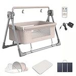 Electric Baby Swing,Baby Rocker,Rocking Chair Electric Cradle Baby Swing Bed,Adjustable Bedside Cribs,Automatic Rocking Recliner Crib Basket, Baby Safe Bed,Best Baby Bed for Infant Newborn Unisex (Si