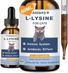 L-ysine Supplement for Cats | Cat Immune Support Supplement | 60ML Cat Lysine for Feline Respiratory, Sneezing, Runny Nose, Eye Function | Natural Cat Antibiotic Drops | Lysine Treats for Kittens