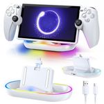 FYOUNG Charging Dock for PlayStation Portal Compatible with Protective Cover, RGB Portable Charger Stand with USB-C Cable, Charging Station with Magnetic Type C Port for PS Portal - White