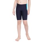 Speedo Boy's Endurance 10 High Chlorine Resistant UPF 40+ Sun Protection Dive Jammer - True Navy & Aquarium