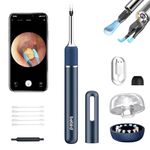 Ear Wax Removal Tool Ear Camera Otoscope，4-in-1 Ear Canal Cleaner Pick Tweezers with LED Light Ear Wax Removal Cleaning Kit for Elders/Pets iPhone Kids iPad & Android (Blue)