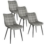 WOLTU Dining Chairs Set of 4 pcs Kitchen Counter Chairs Lounge Leisure Living Room Corner Chairs Light Grey Velvet Reception Chairs with Backrest and Padded Seat