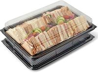 Sunrise Packaging 5 x Reusable Sandwich Trays with Lids | Recyclable Catering Trays Buffet Party BBQ Serving Platters | Cakes Sweets Treats Display Trays (Small (34cm x 25cm))