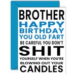 Funny Birthday Cards for Brother - You Old Fart - Joke Rude Birthday Card for Brother from Sister, Humour 18th 21st 25th 30th 40th Bday A5 Sibling Greeting Cards