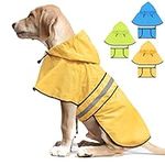 Weesiber Waterproof Adjustable Dog Raincoat - Reflective Dog Rain Jacket with Hoodie, Lightweight Dog Rain Coat Dog Poncho Slicker for Small Medium and Large Dogs (Medium, Yellow)