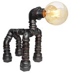 Steampunk Industrial Dog Table Lamp Edison Retro Vintage Robot Pipe Desk Lamp Metal Rustic with G95 4w ES M0186P-F