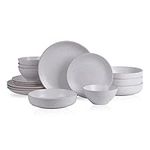 Stone Lain Lauren Stoneware Dinnerware Set, 16-Piece Service for 4, Off White