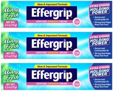Effergrip Denture Adhesive Cream, Extra Strong Holding Power, 2.5 oz. (Pack of 3)