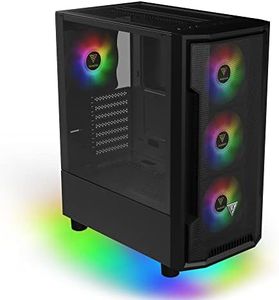 GAMDIAS PC Case, ATX Gaming Mid Tower, Tool-Free Tempered Glass Side Panel, Pre-Install 4 x 120 ARGB Fan, Airflow Mesh Front, 3 Sided Underglow, Black