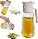 Zollyss Oil Spray Bottle, 2 in 1 Oil Spray and Oil Container, 580ml/ 20oz Olive Oil Sprayer Bottle, Oil Sprayer for Cooking, Cooking Oil Spray Glass for Used for Air Fryer, Baking, Grilling (White)