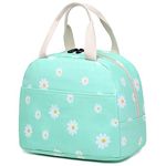 Flowers Insulated Lunch Bag for Women Girls, Reusable Lunch Box Picnic Tote Bags for Adults Kids School Work Travel (Green)