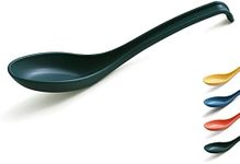 Evanda Plastic Soup Spoon of 12 Pieces, Unbreakable Reusable Dinner Spoon for All Purpose and All Age Microwave Safe BPA Free Dishwasher Safe (Dark Green)