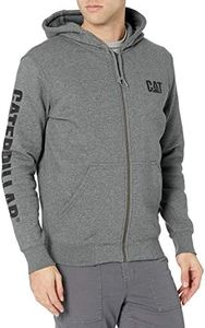 Caterpillar Men's Full Zip Hooded Sweatshirt (Regular and Big & Tall Sizes), Dark Heather Grey, Medium