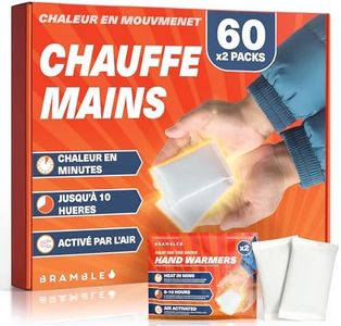 BRAMBLE 60 Pièces Chauffe Mains de Poche Naturels - Chaufferette Main Jetable - Outdoor, Randonnée, Ski, Cyclisme - Dure 8 Heures