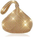 ele ELEOPTION Women Gold Evening Bag Women's Clutch Purse Bag Triangle Full Rhinestones Bags for Party Cocktail Wedding for 6.0inch Android IOS Phones