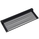 KRAUS Multipurpose Over-Sink Roll-Up Dish Drying Rack, Colander and Trivet in Black, KRM-10BLACK