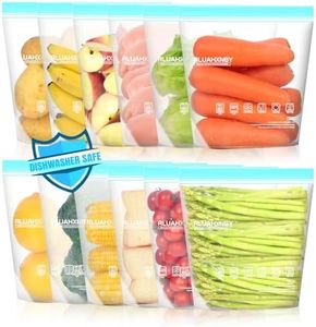 Reusable Freezer Stand Up Bags Dishwasher Microwave Safe, Silicone and BPA Free Reusable Sandwich Bags, Leakproof Reusable Food Storage Bags for Meal Prep - 12 Gallon (12) (12packs)