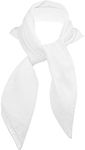 Skeleteen Chiffon Head Neck Scarf - White Classic Retro Sheer Square Head Scarves Handkerchiefs Handbag Ties for Women and Girls