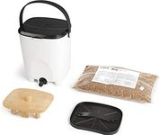 Biolan Bokashi Kitchen Bin : Starter Set of Compost Bin (10l) and 1 kg Bokashi Bran (White)