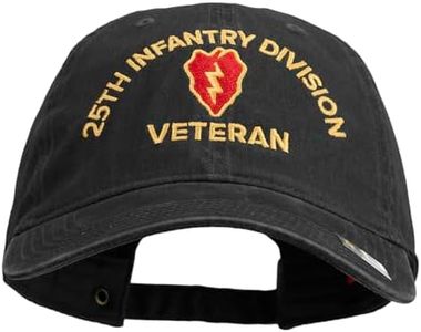 U.S. Army 25th Infantry Division Embroidered Washed Solid Pigment Dyed Cotton Twill Brass Buckle Cap - Black OSFM