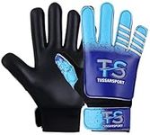 Tussan Sports Football Goalkeeper Gloves For kids Boys Youth Children Adults Soccer Goalie Glove with Super 3mm Grip Latex Palms Available In Bright Eye-Catching Colors (Blue, Size 4)