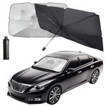 Pivalo 55''x31'' Car Sun Shade Windshield Cover UV Block Protector, Foldable Auto Umbrella Sunshade for Front Window Heat Insulation & Protection, Universal Fit for Cars (Pack of 1, Black, M)