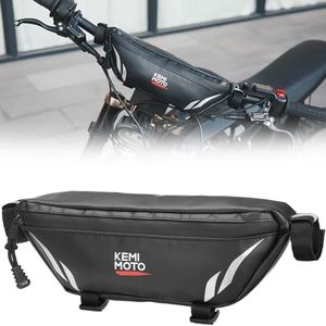 KEMIMOTO Motorcycle Handlebar Bag Universal Waterproof Front Storage Bag Compatible with Sur-Ron Light Bee X and S X160 X260 Talaria Sting Electric Dirt Bike, Silver 1L