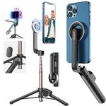 TELESIN Magnetic Selfie Stick Tripod for Magsafe with Bluetooth Remote Control, 27" Extendable Phone Stand Tripod for Live Streaming/Video Recording for iPhone 15 14 13 12 Series Android Smartphones