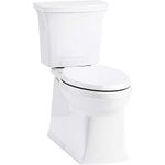 Kohler 3814-RA-0 Corbelle Comfort Height(R) Two-Piece Elongated 1.28 gpf Toilet with Skirted trapway and Revolution 360(TM) Swirl Flushing Technology and Right-Hand Trip Lever 2, White