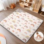 Foldable Baby Play Mat, PIGLOG 50x50 Playpen Mat, 0.6in Thick Waterproof Playmats for Babies and Toddlers Kids, Safe Foam Playmat for Tummy Time, Reversible Portable Baby Floor Mat for Infant, Rainbow