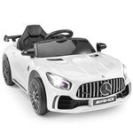 Kids Republic 12V Licensed Mercedes Benz GT R Ride On Car for Kids - Motorized Electric Vehicle with Remote Control, MP3 Player, and LED Lights (White)