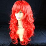 Animation Fire Red Long Wavy Cosplay Theater Clubing Skin top Ladies Wigs UK