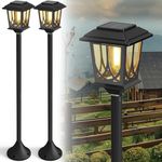 ILANCK 2Pack Solar Lamp Post Lights,43" H Waterproof Solar Lights Outdoor Poles for Outside,Warm White Post Lights Dusk to Dawn Outdoor Decorative Floor Lamp for Patio Garden Yard Backyard