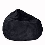 rucomfy Beanbags Large Corduroy Slouchbag. Plush Bean Bag Chair for Adults, Teens and Kids. Home Furniture Seating for Living Room or Bedroom. Machine Washable - 110cm x 80cm (Black, Beanbag Only)