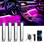 YiLaie LED Lights for Car Interior, Smart Car LED Lights Interior with App Control, RGB LED Car Lights Interior with Music Mode, LED Interior Car Lights Cigarette Port DC 12V