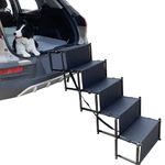 YEP HHO 5 Steps Upgraded Folding Pet Stairs Ramp Lightweight Portable Dog Cat Ladder with Waterproof Surface Great for Cars Trucks SUVs((Black-New)